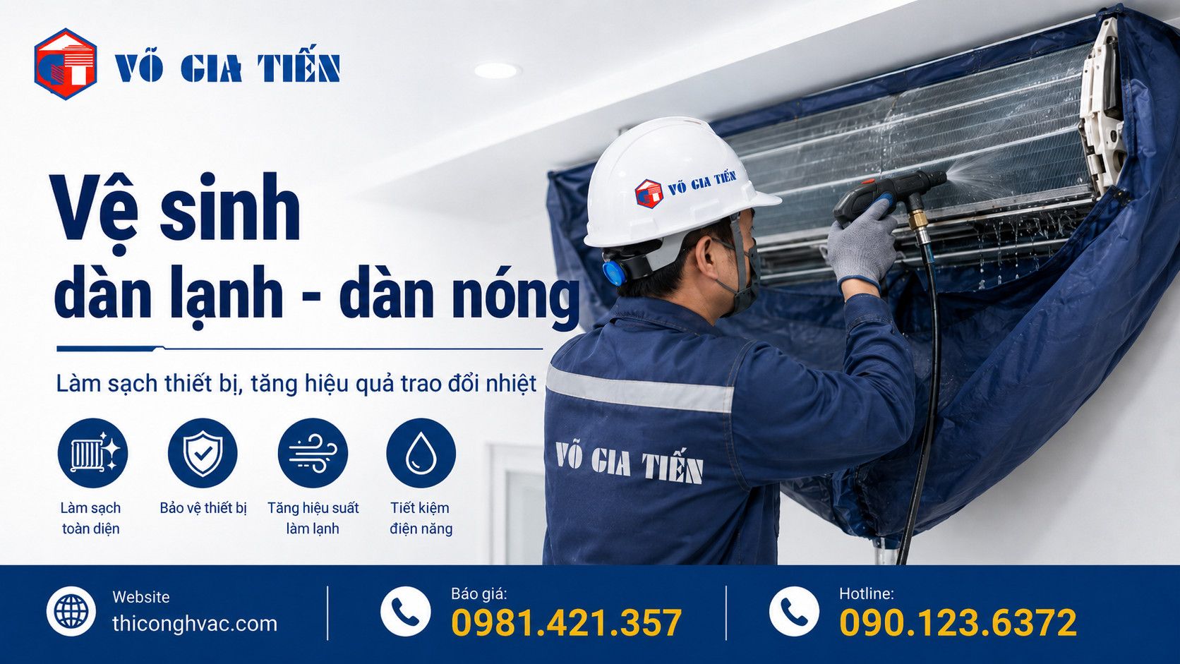 Vệ sinh dàn lạnh/dàn nóng máy lạnh công nghiệp HVAC