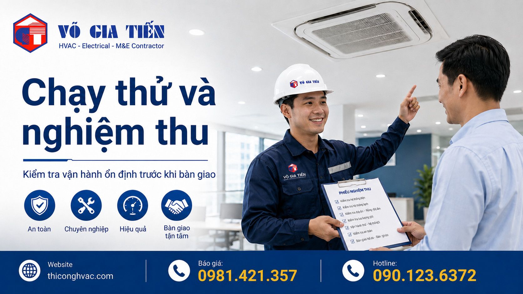 Kỹ thuật viên bàn giao sau bảo trì, hệ thống vận hành ổn định