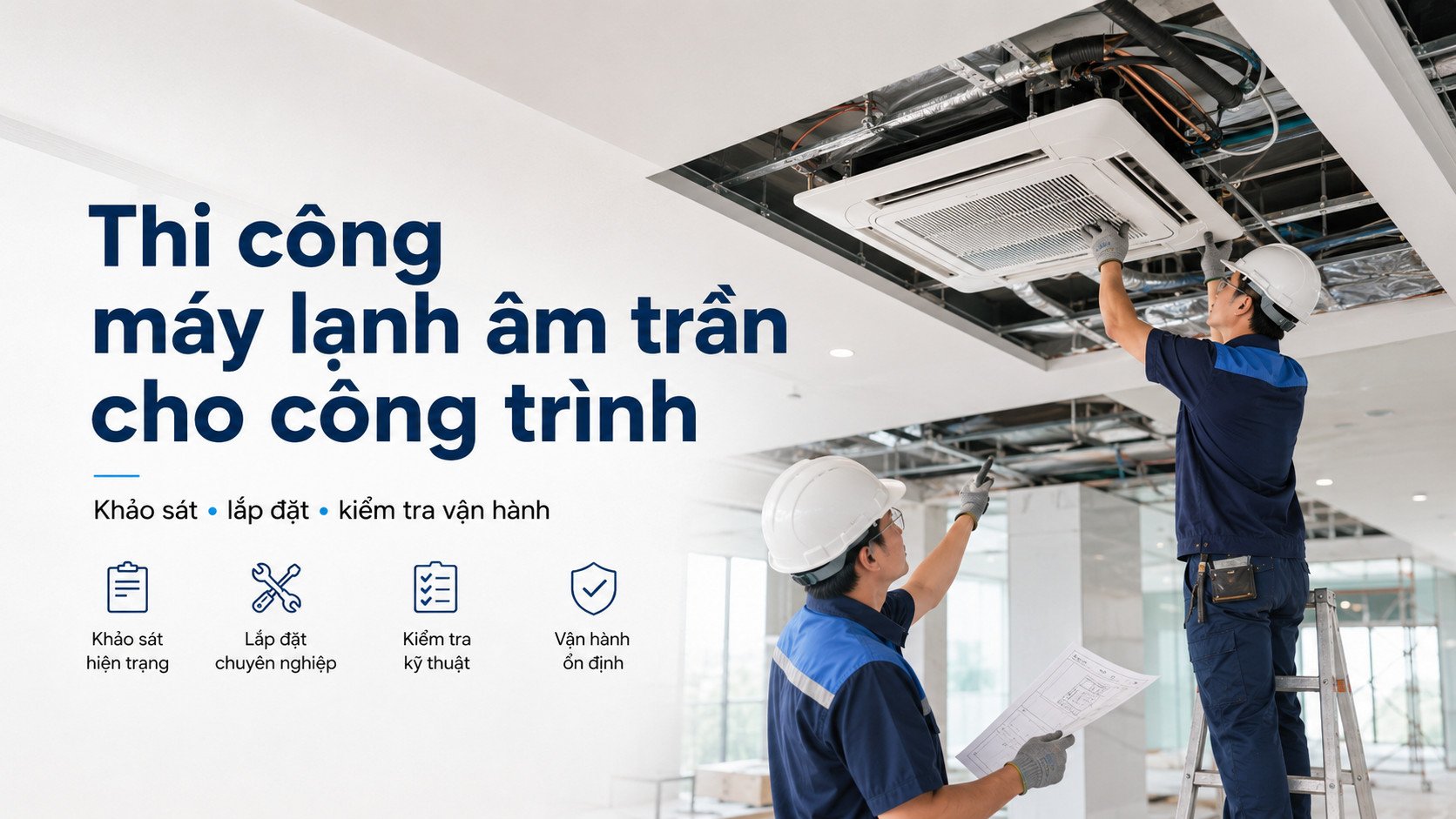 Thi công máy lạnh âm trần cho công trình