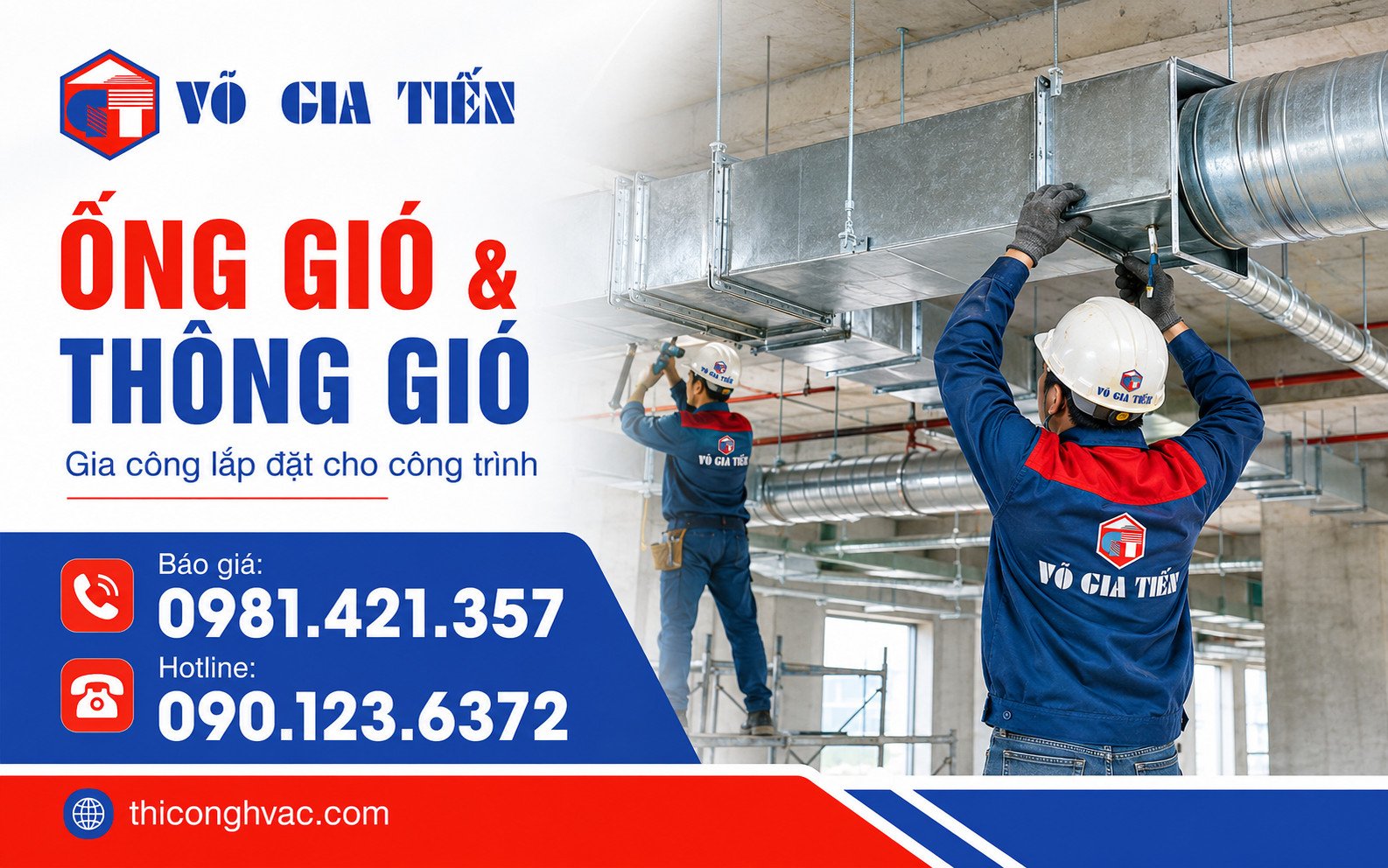 Gia công lắp đặt ống gió & thông gió cho công trình 2 Kỹ thuật viên lắp đặt ống gió và thông gió tại công trình