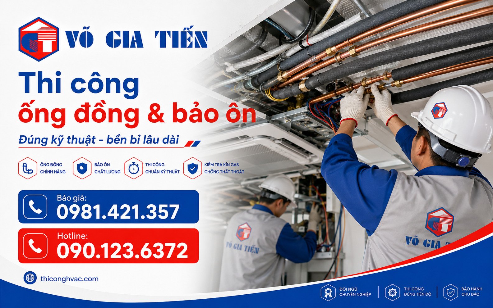 Thi công ống đồng và bảo ôn máy lạnh cassette