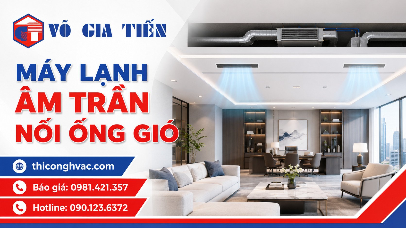 Máy lạnh âm trần nối ống gió cho nhà phố biệt thự văn phòng tại TPHCM