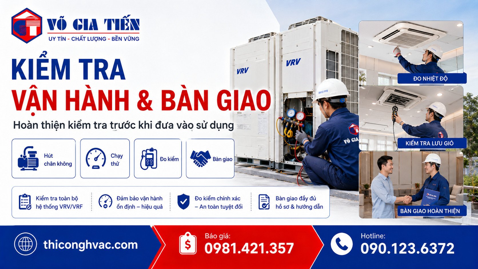 Thi Công Hệ Thống VRV/VRF Cho Nhà Phố, Biệt Thự, Văn Phòng 7 Chạy thử, kiểm tra áp suất, độ lạnh và hướng dẫn vận hành trước khi bàn giao.