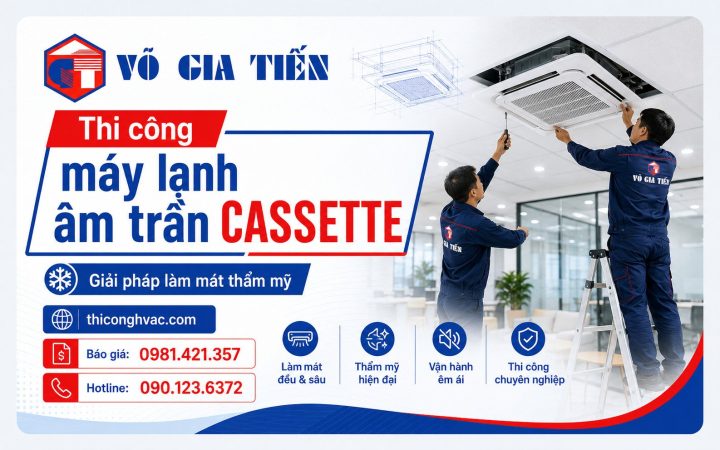 Thi công máy lạnh âm trần cassette cho công trình
