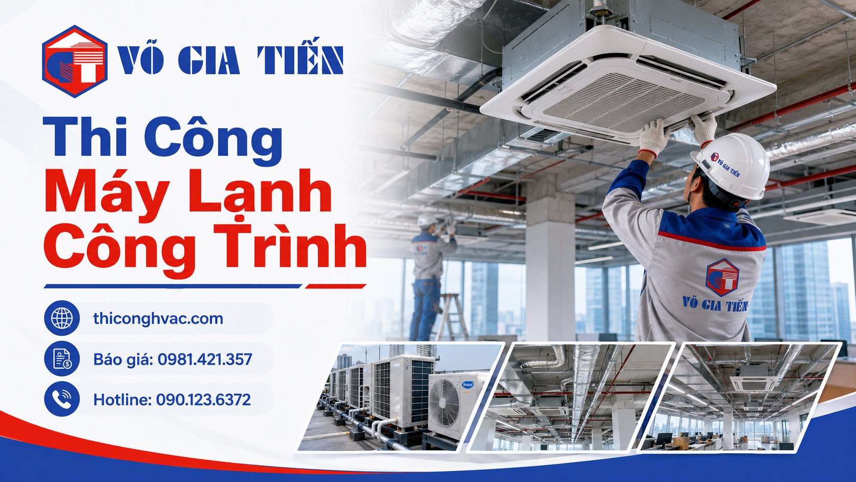 Thi công máy lạnh công trình cho nhà phố biệt thự văn phòng showroom