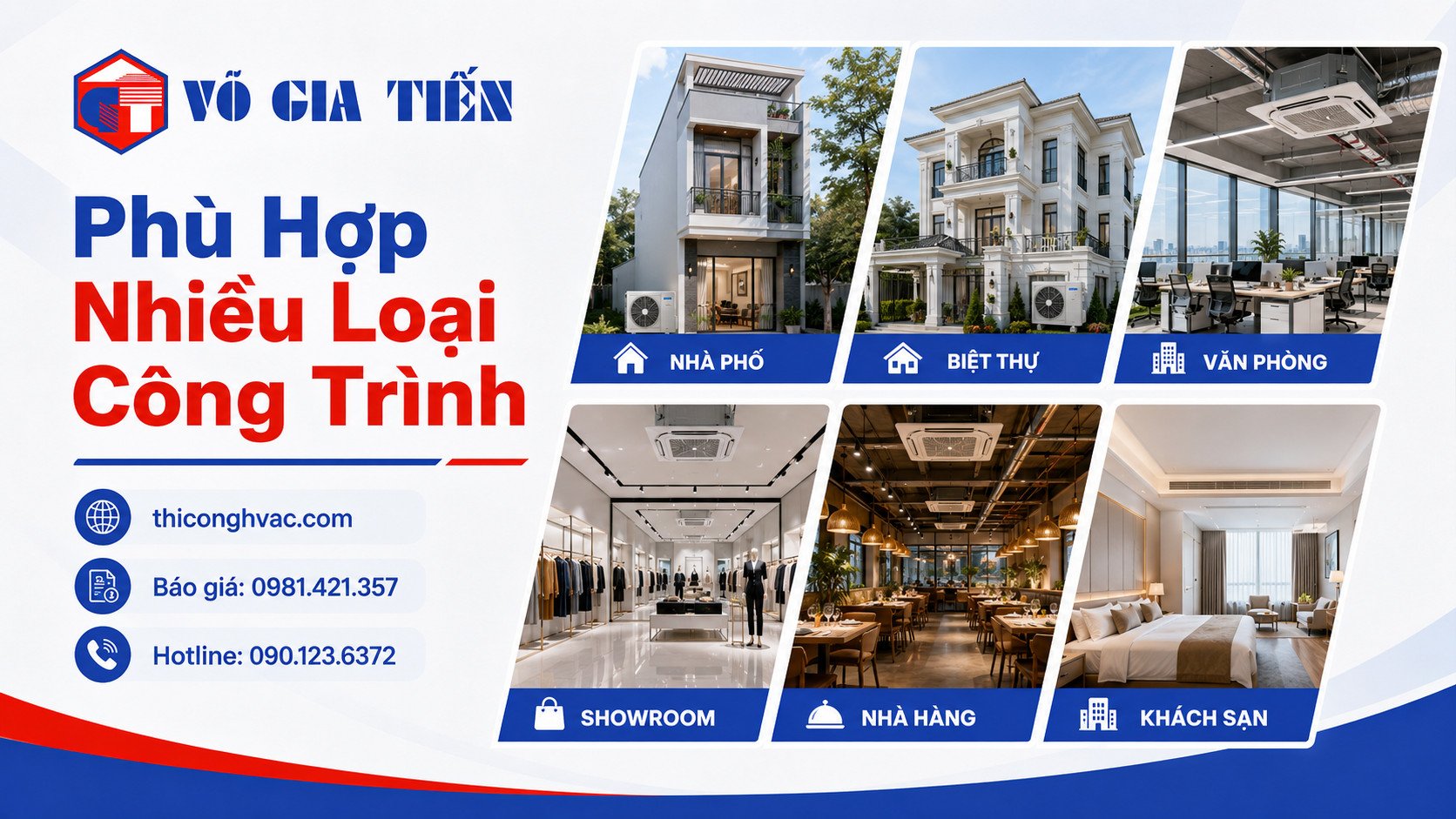 Máy lạnh công trình cho nhà phố biệt thự văn phòng showroom nhà hàng khách sạn
