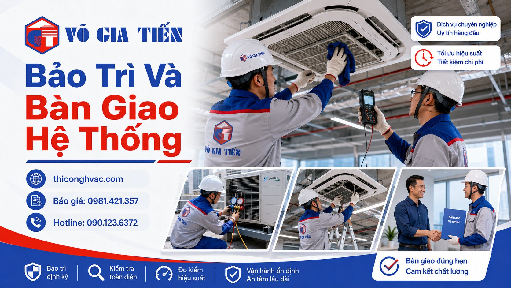 Bảo trì hệ thống điều hòa và bảo trì máy lạnh công trình sau lắp đặt