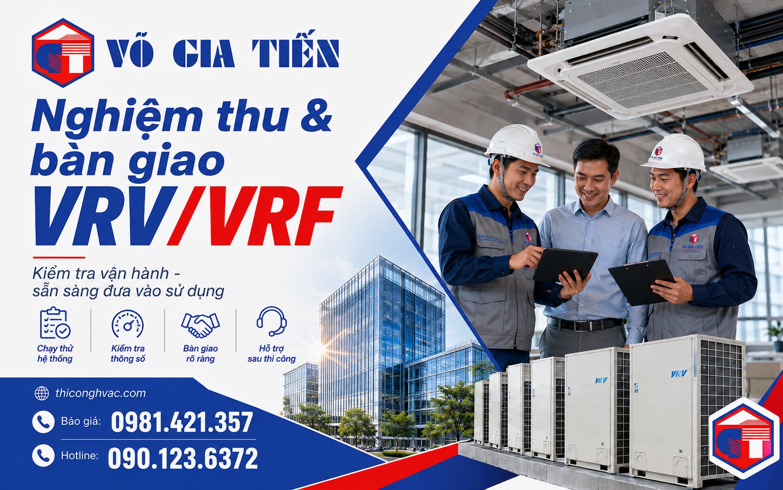 Chạy thử, hút chân không, kiểm tra gas và nghiệm thu hệ thống VRV/VRF với khách hàng