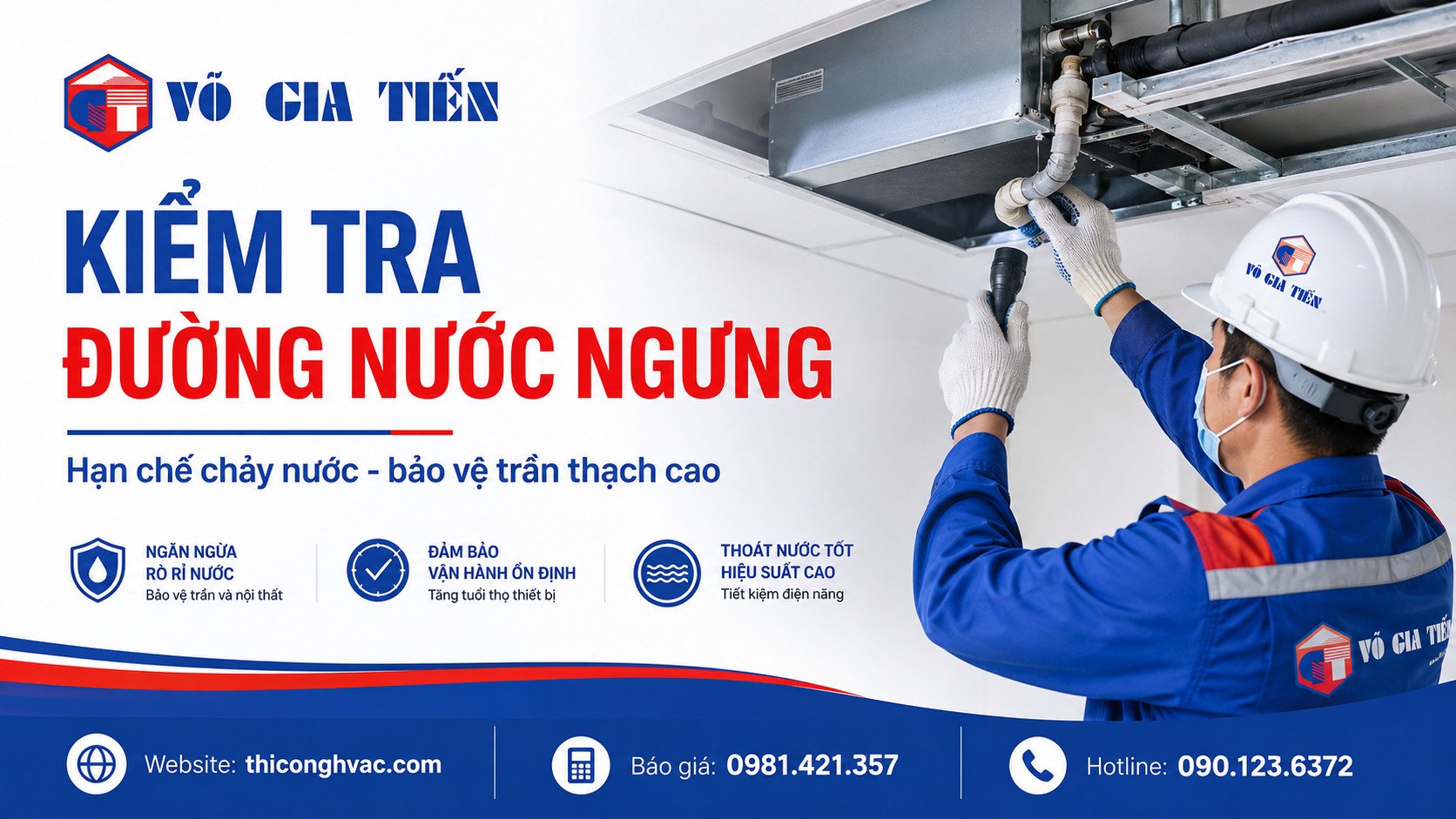 Kiểm tra máng nước và đường nước ngưng giúp hạn chế tình trạng chảy nước trên trần thạch cao.